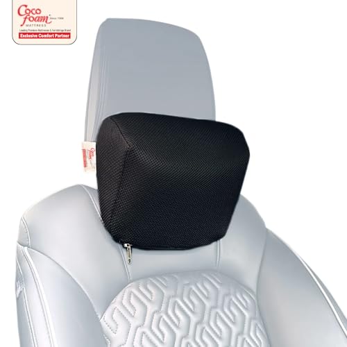 COCOFOAM Car Headrest Pillow for Memory Foam Car Seat Head Rest Pillow for Neck and Cervical Support (Pack of 2 Pillow, White)