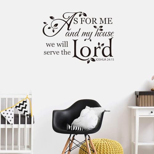 VVWV Bible Quotes Wall Decal Joshua Saying Home Religion Quotes Vinyl Wall Sticker As Me My House We Will Serve L x H 48 cm x 56 cm