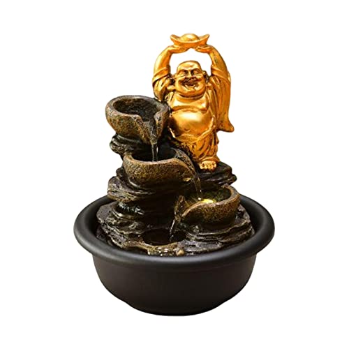 CALANDIS® Tabletop Water Fountain Buddha Statue for Office Farmhouse Birthday Gifts Fortune Buddha'