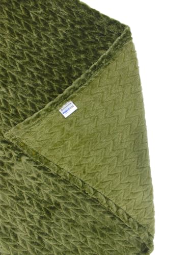 Bombay Dyeing 290 GSM 100% Polyester Olive Fidilis Jacquard Single AC Blanket,Travel Blanket & Camping.