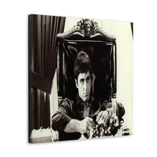 GADGETS WRAP Canvas Gallery Wrap Framed for Home Office Studio Living Room Decoration (17x17inch) - Al Pacino Scarface Black & White Print