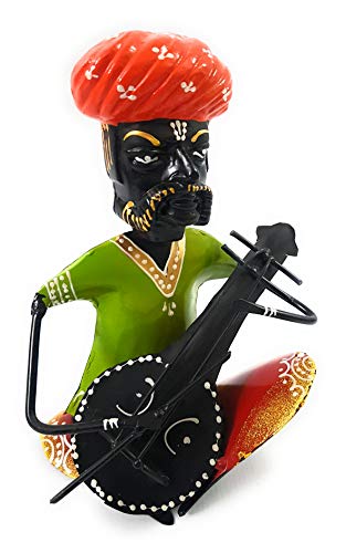 Shubham Creations Rajasthani Iron Matka Musician Showpiece Set of 3