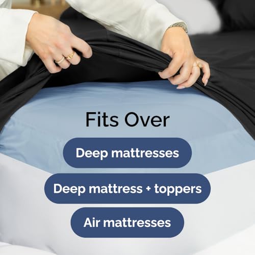 Extra Deep Pocket Fitted Sheet - Single Fitted Sheet Only - Extra Deep Pockets King Size Sheets - Fits 18 In to 24 In Mattress - Extra Deep King Fitted Sheet - Deep Pockets that Actually Fits Mattress