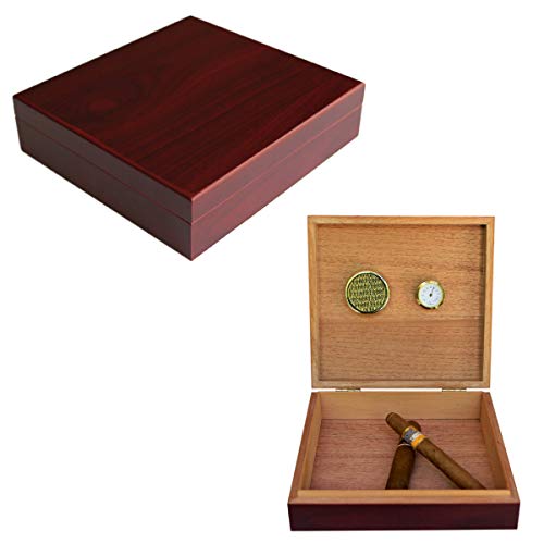 CASE ELEGANCE Cherry Finish Spanish Cedar Humidor with Magnet Seal and Humidifier Gel