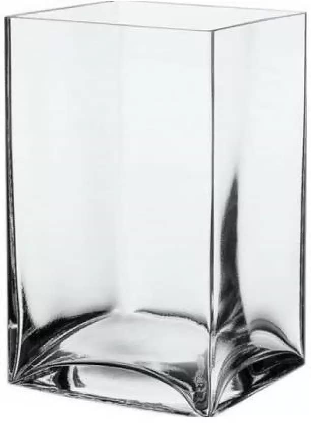 Ak Glass Vase | 6 Inch Glass Vase | Rectangular Glass Vase | Decorative Glass Vase | Transparent Glass Vase