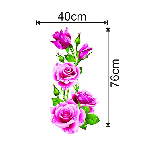 Sticker Yard Pink Rose Flower Vinyl Wall Sticker for Living Room/Bedroom/Office and All Decorative Wall Stickers 40X76 CM