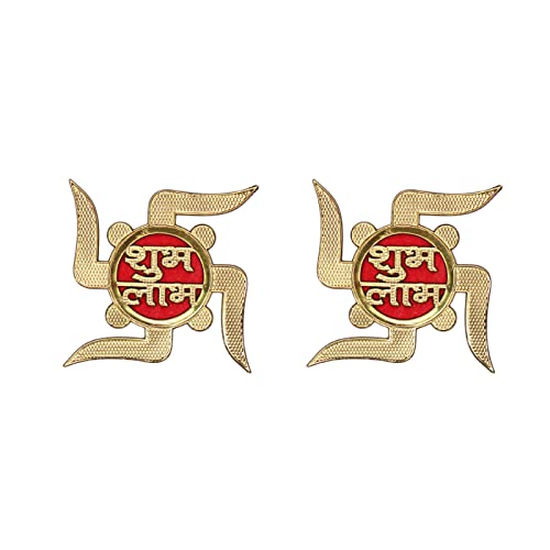 Baal Decorative Diwali Shubh Labh Swastik Sticker/Wall Sticker for Living Room, Home and Temple Wall Decoration on Diwali and Other Festivals (Set of 2)