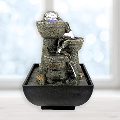 SECRET DESIRE Water Fountain with Led Lights Desktop Fountain Home Decor Ornament Style 7