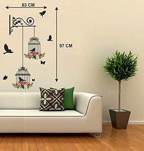 MERICAL Set of 2 Wall Stickers Branches and Cages | 3D Deer with Mountain for Home, Hall, Bedroom, Livingroom & Kitchen