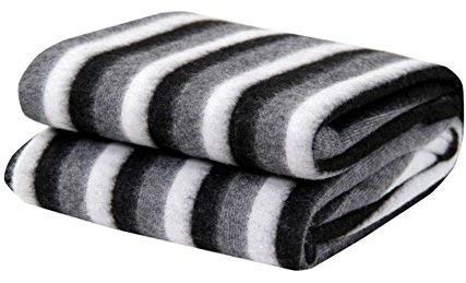 WONDERLOOK Single Bed Donation Woollen Standard Polo Blanket (Black and White) -Pack of 4 Pieces