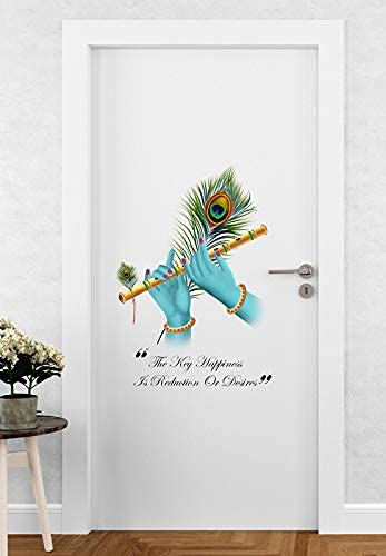 Tanisha Collection Shree Krishna Bansuri Door Sticker | Sticker for Living Room, Bedroom, Office (Vinyl, Standard, Multicolour)