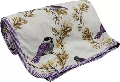 JAIPUR PLASTIC HOUSE Floral, Animal, Printed Single Dohar for AC Room (Cotton, White-Purple)