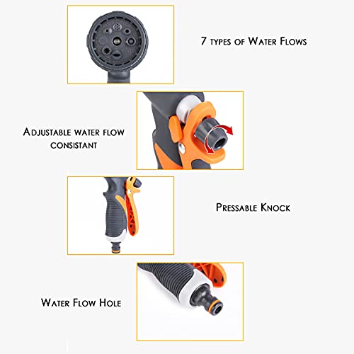 NIKAVI Garden Hose Nozzle, Water Hose Nozzle Spray, Heavy Duty Water Spray Gun High Pressure Washer Sprayer with 8 Patterns, Suitable for Watering Garden, Cleaning, Showering Pet and Washing Cars