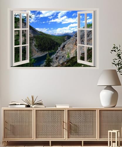 JVERF - JZZA27143 Scenery Canada Mountains| Self-Adhesive Open Window Wall Sticker