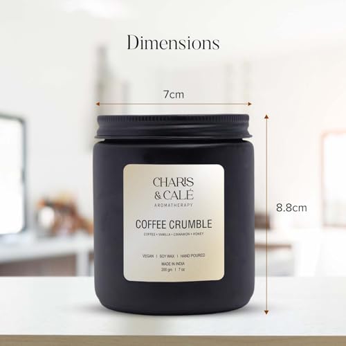 Charis & Cale Coffee Crumble Candle Jar - 200 Gm | Smokeless, Soot-Free & Non-Toxic Candles for Home Decor & Aromatherapy | Long Burning Time of 30+ Hours | Best for Gifting & Meditation