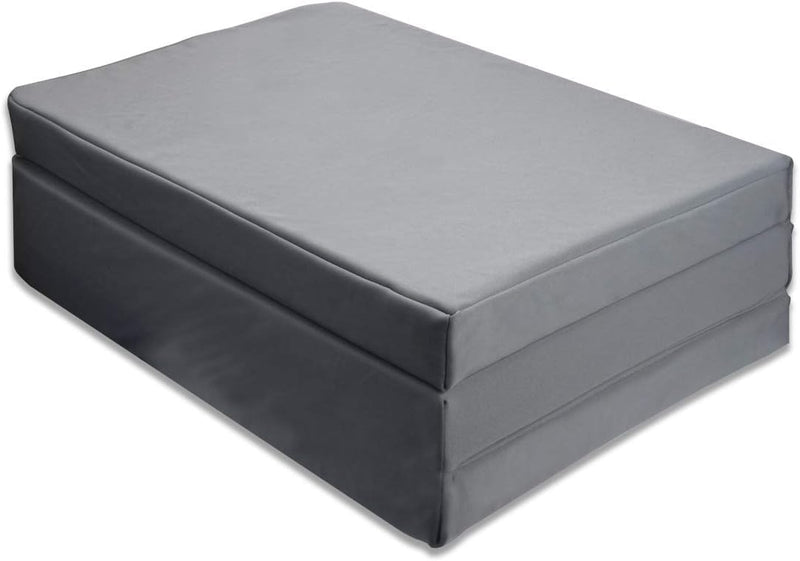 MILLIARD Premium 3-Fold Mattress - Grey Jute Fabric - 72x35x3 Inches - PU Foam - Lightweight & Portable