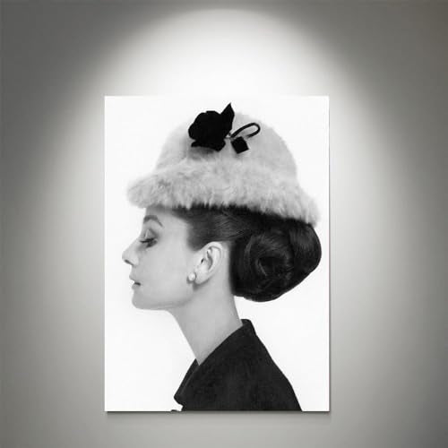 GADGETS WRAP Canvas Gallery Wrap Framed for Home Office Studio Living Room Decoration (11x17inch) - Audrey Hepburn Wearing A Givenchy Hat (2)