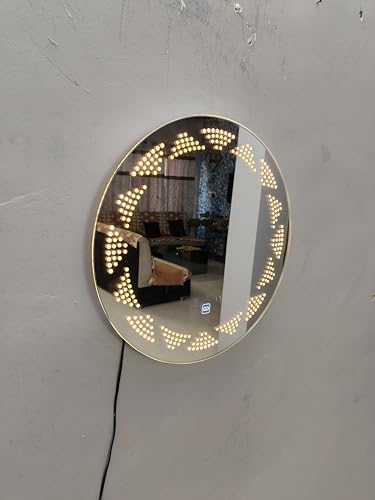 TINITALO Bathroom LED Mirror Home Mirror Wall Mirror with Touch Sensor, 3 Light Effects, Glass, Round LED-18 (30 x 30 Inch)