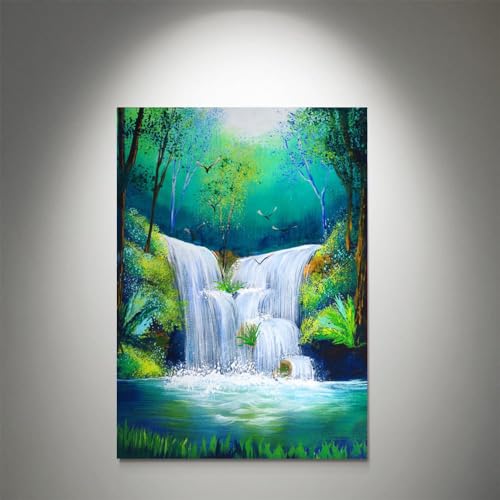 GADGETS WRAP Canvas Gallery Wrap Framed for Home Office Studio Living Room Decoration (9x11inch) - Stunning Waterfall Oil Painting