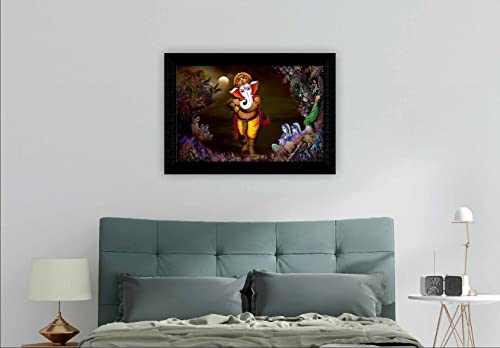 SAF Pack of 1 Ganesha religious modern art wall painting with framed for living room 11 inch x 14 inch CANFM31425