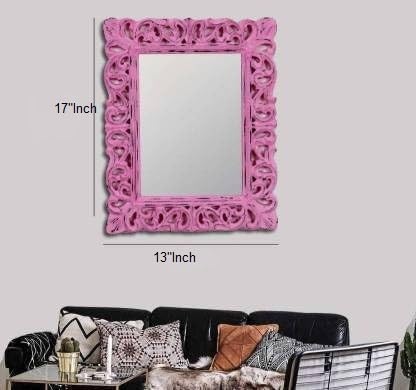 VAS Collection MDF Mirror Frame for Wall Decor,Bedroom,Living Room,Bathroom & Hallway,13"x17" (Pink Antique),Rectangular