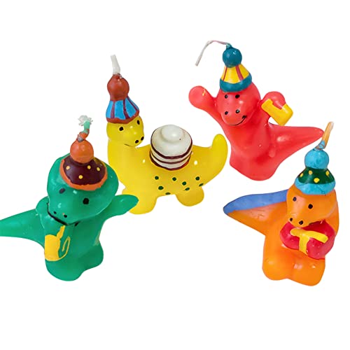 Dinosaur Birthday Candles, Cute 3D Dino Themed Birthday Cake Candles Cake Toppers Party Cake Decorations - Set of 4