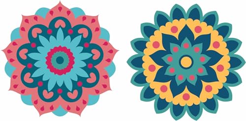 Diwali Special - Colourful Decorative Rangoli Sticker Size- 30 cm x 30 cm Set of 2 (AS149)