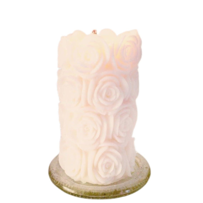 Timeless Petals Graceful White Rose Pillar Candle, a Long-Lasting and Beautiful Symbol of Love and Devotion