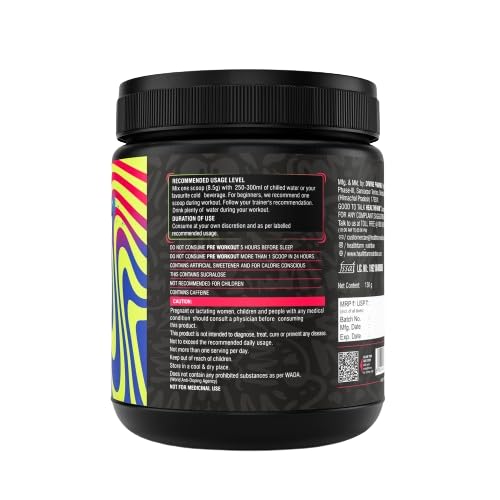 Healthfarm No Mercy Pre Workout for Explosive Energy, Massive Pumps & Laser Focus - Preworkout for Men & Women - Pre Workout Powder with Amino Acids & 200mg Caffeine (Rocket Pop)