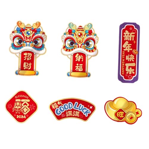 CALANDIS® 6 Pieces Chinese New Year Refrigerator Magnets 3D for Spring Festival Office Style B | 6Pieces Fridge Magnet