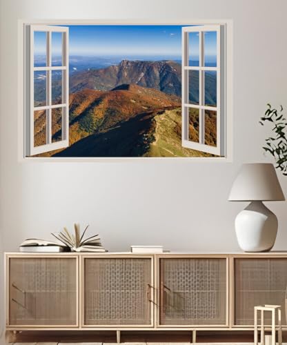 JVERF - JZZA28596 Spain Mountains Autumn Catalonia from Above| Self-Adhesive Open Window Wall Sticker