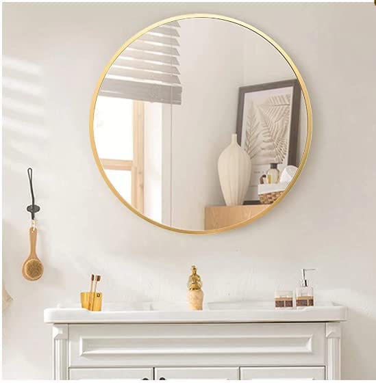 Cheval Glass Beveled Designer Round Wall Mirror for Bathroom/Drawing Room/Wash Basin - 21 X 21 in Out Size