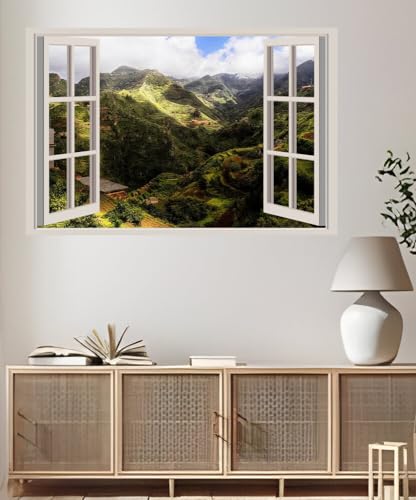 JVERF - JZZA28675 Spain Mountains Tenerife Canary Islands Clouds| Self-Adhesive Open Window Wall Sticker