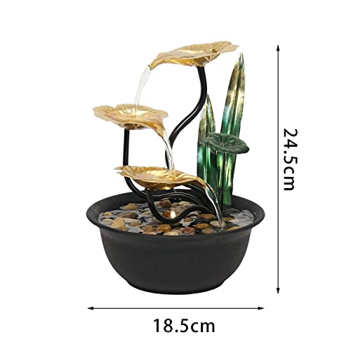 SECRET DESIRE Water Lotus Indoor Fountain Ornament with Led Lights for Living Room Office