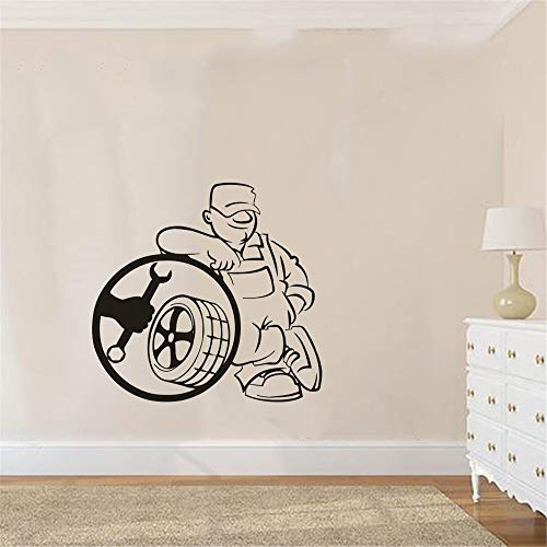 GADGETS WRAP Wall Decal Vinyl Sticker Wall Decoration - Auto Car Repair Wall Decal Removable Tire Service Wall Sticker Repairing Man