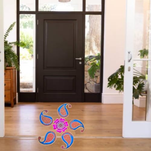 Jeffrey Small Size 6 Pieces Set Rangoli Floor Decor Handicraft (Small)
