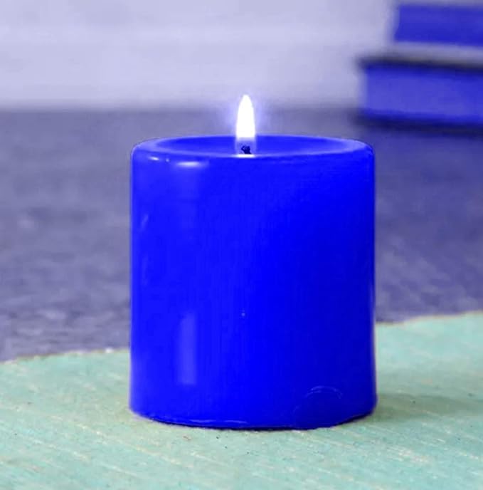 100% Pure Wax Unscented Pillar Candles (2In X 2In) | Home Decoration Candles | Diwali Candle | Birthday Candle | Valentines Candle | New Year Candle | 10 Hours Burn | (Pack of 1, Blue)