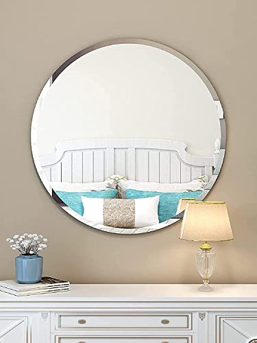 Cheval Glass Round Wall Mirror for Bathroom Wash Basin Living Room Bedroom (Round, 18 X 18 Inches).