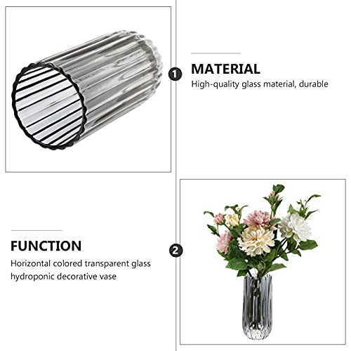 Artibetter Glass Flower Vase Modern Flower Container Hydroponic Flower Planter Terrarium Decorative Crystal Vase for Home Living Room Bedroom Office Grey