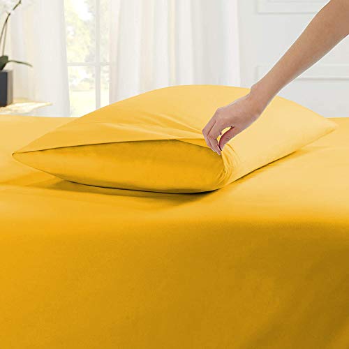 YRM Bedding's Gold Yellow Hotel Quality Premium Material 550-TC 100% Egypt Cotton Bedsheet Double Bed Size (82"x102") with 2-Pillow Covers (17"x27")