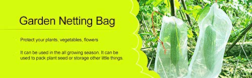 Divayanshi Fruit Protect Bags, 25pcs 12"x8" Drawstring Net Barrier Bag, Nylon Mesh Garden Plant Fruit Flower Netting Protection Bag