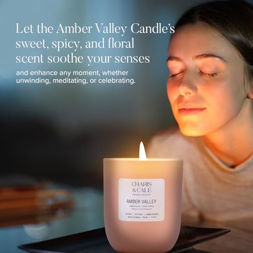 Charis & Cale Amber Valley Candle Jar - 150 Gm | Smokeless, Soot-Free & Non-Toxic Candles for Home Decor & Aromatherapy | Long Burning Time of 25+ Hours | Best for Gifting & Meditation