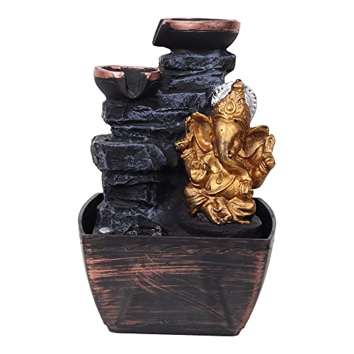 SPLICE Lord Ganesha Resine Tabletop Water Fountain Showpiece for Home & Office Decor