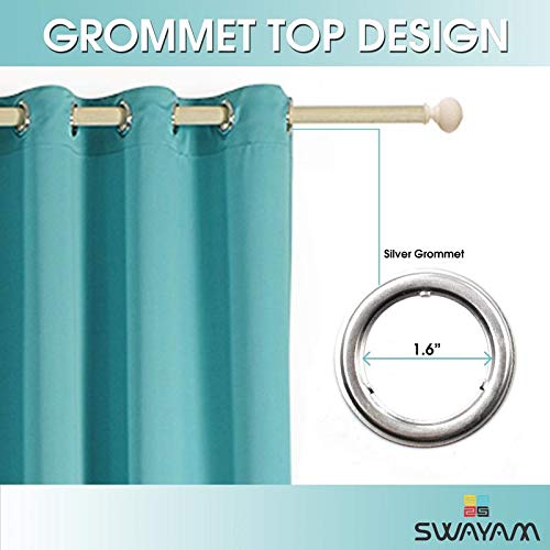 Swayam Blackout Window Curtain Set 2 for Bedroom, Guest Room - Thermal Insulator, Comes with Readymade Eyelets, Triple Layer Weave (5Ft) Noise Dampener, Machine Washable - Blue