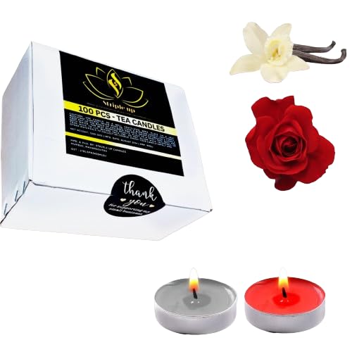 STRIPLE UP Scented Candles, Pack of 100, 50-Rose & 50-Vanilla, 2-3 Hours Burn Time