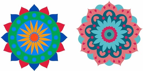 Diwali Special - Colourful Decorative Rangoli Sticker Size- 30 cm x 30 cm Set of 2 (AS153)