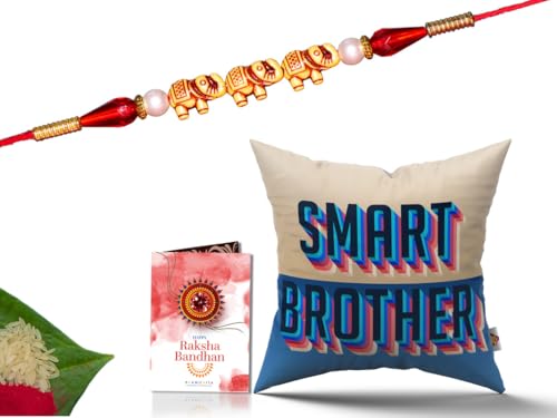 Pillow Rakhi for Brother with Gift - Rakhi with Rakhi Cushion with Filler Greeting Card- Rakhi for Brother, Gifts for Brother, Gifts for Rakhi, Gifts for Rakshabandhan Rakhi Gifts-CH-SIS-16-PE