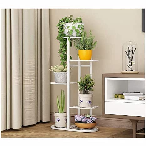 THE PLANT FAIRIES 5 Tier 6 Potted Plant Stands for Indoors and Outdoors, Flower Pot Holder Shelf for Multi Plants, White Metal Plant Stand (6 of 7 WHITE)