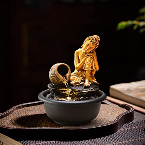 CALANDIS® Tabletop Water Fountain Buddha Statue for Office Farmhouse Birthday Gifts Sleeping Buddha'