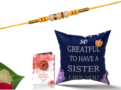 Pillow Rakhi for Brother with Gift - Rakhi with Rakhi Cushion with Filler Greeting Card- Rakhi for Brother, Gifts for Brother, Gifts for Rakhi, Gifts for Rakshabandhan Rakhi Gifts-CH-SIS-32-PA